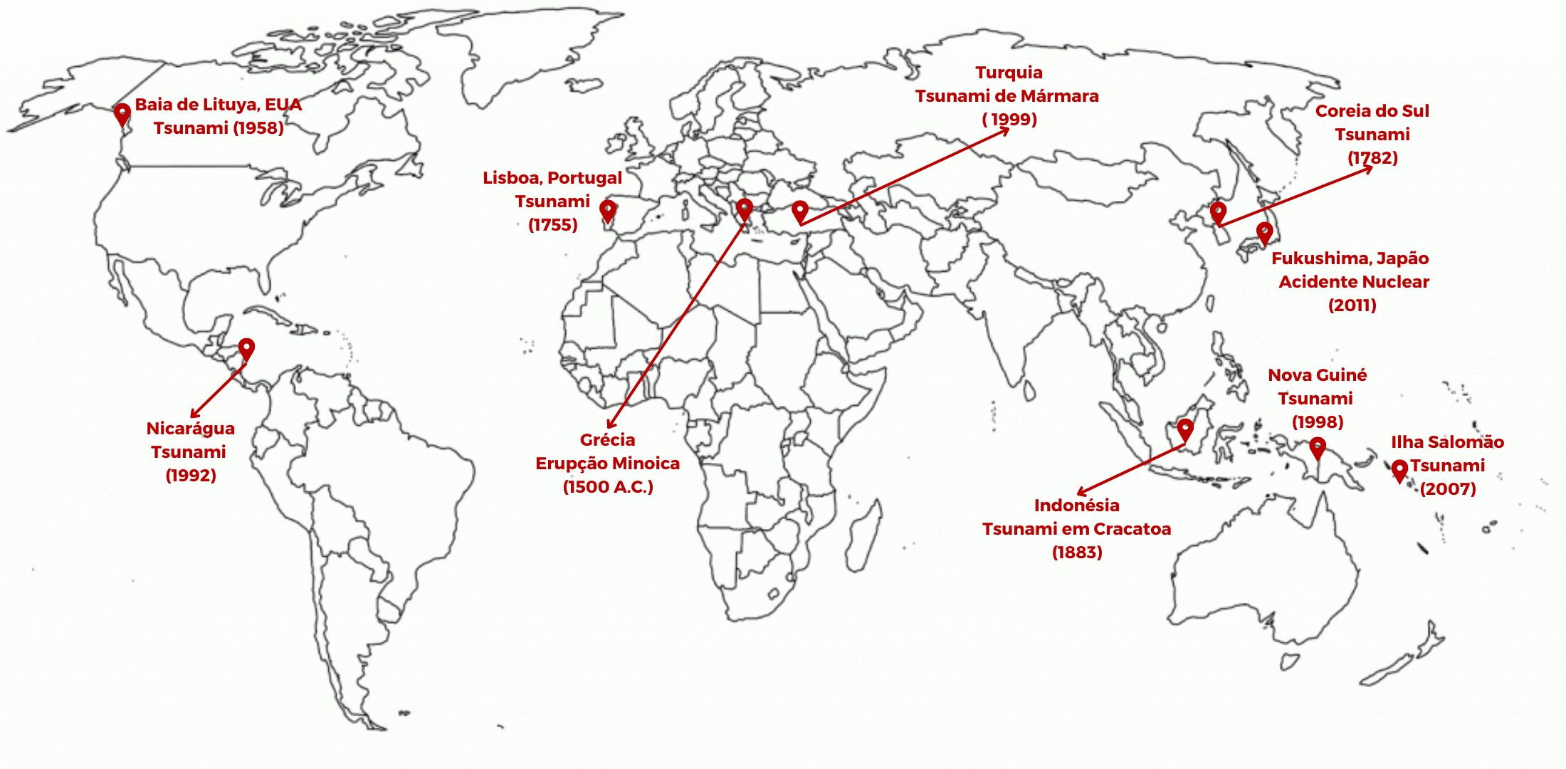 Registro de Tsunamis pelo Mundo (1500 A.C. a 2011)