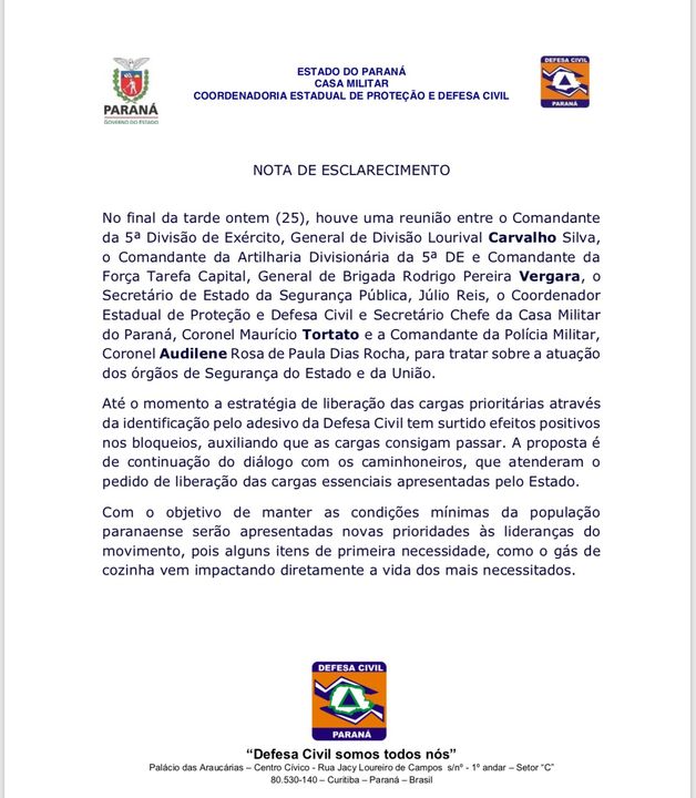 nota de esclarecimento