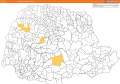 Mapa dos municipios afetados