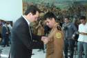 O governador Carlos Massa Ratinho Junior entregou nesta segunda-feira (1º) medalhas de mérito às equipes do Corpo de Bombeiros, Polícia Militar, Polícia Científica e Defesa Civil que ajudaram nas operações de busca e salvamento em Brumadinho, Minas Gerais. - Curitiba, 01-04-19.  -  Foto: Rodrigo Félix Leal/ANPr
