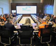 Governadora Cida Borghetti durante reunião com a Defesa Civil.Curitiba, 29/05/2018.Foto: José Fernando Ogura/ANPr