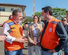 Em União da Vitória, governador Ratinho Junior anuncia pacote para auxílio às vítimas de enchentes