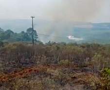 Avião contratado pelo Estado é acionado para combater incêndio florestal em Palmeira