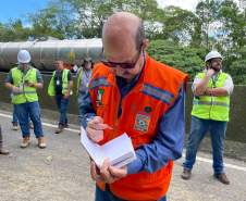 Defesa Civil Estadual acompanha situação da queda de rochas na BR-277