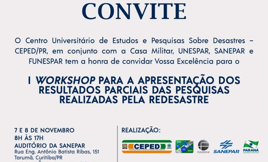 I Workshop para a apresentação dos resultados parciais das pesquisas realizadas pela redesastre