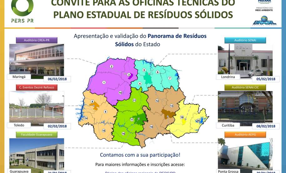 SEMA realiza oficinas técnicas regionais do Plano Estadual de Resíduos Sólidos do Paraná SEMA realiza oficinas técnicas regionais do Plano Estadual de Resíduos Sólidos do Paraná