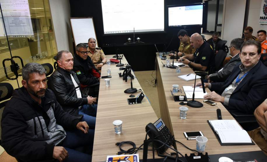 Secretário chefe da Casa Militar, coronel Mauricio Tortato, se reúne com lideranças do movimento grevista dos caminhoneiros.Curitiba, 24/05/2018Foto: Ricardo Almeida / ANPr