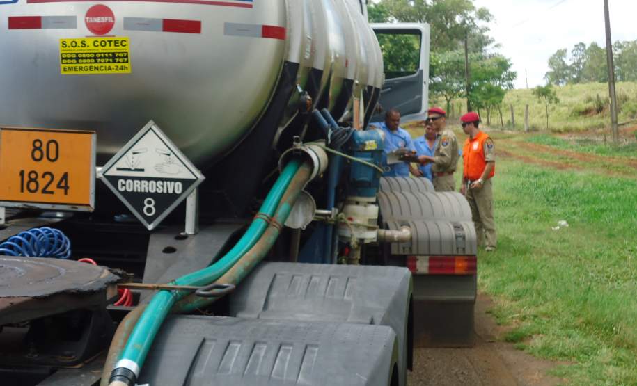 Fiscalização de produtos perigosos em 24  de novembro de 2011 na cidade de Apucarana, rodovia 376.