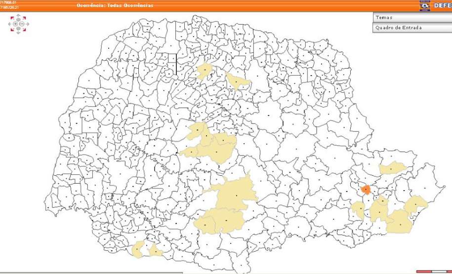 Mapa de ocorrências no Paraná junho 2012