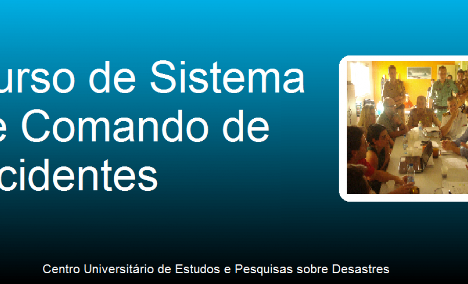 CURSO DE SISTEMA DE COMANDO DE INCIDENTES OFERECIDO PELO CENTRO UNIVERSITÁRIO DE ESTUDOS E PESQUISAS SOBRE DESASTRES (CEPED) TERÁ PARTICIPANTES DE VÁRIOS ESTADOS. A Coordenadoria Estadual de Proteção e Defesa Civil através do Centro Universitário de Estudos e Pesquisas sobre Desastres (CEPED) iniciou na data de hoje (18/07) o Curso de Sistema de Comando de Incidentes (SCI) com a participação de 165 alunos de vários Estados do País