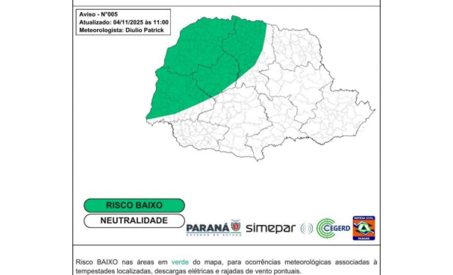 Simepar alerta para novos temporais nos próximos dias; Defesa Civil orienta cuidados