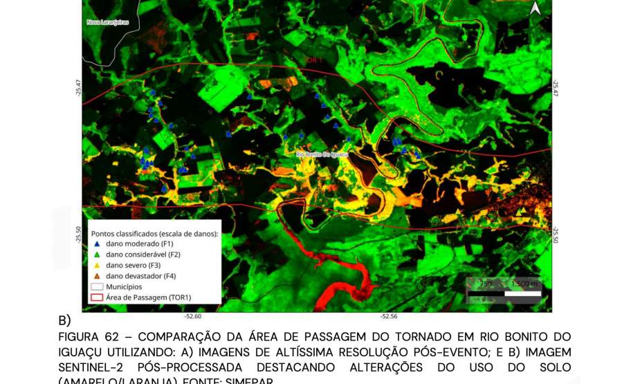Laudo técnico final do Simepar eleva classificação de tornados que atingiram 11 cidades do Paraná