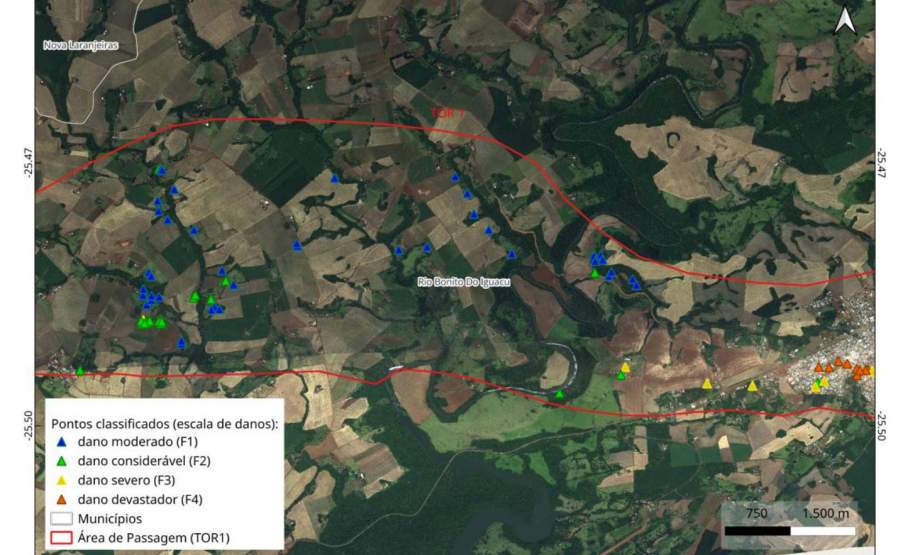 Laudo técnico final do Simepar eleva classificação de tornados que atingiram 11 cidades do Paraná