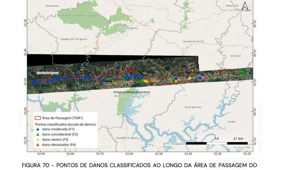 Laudo técnico final do Simepar eleva classificação de tornados que atingiram 11 cidades do Paraná